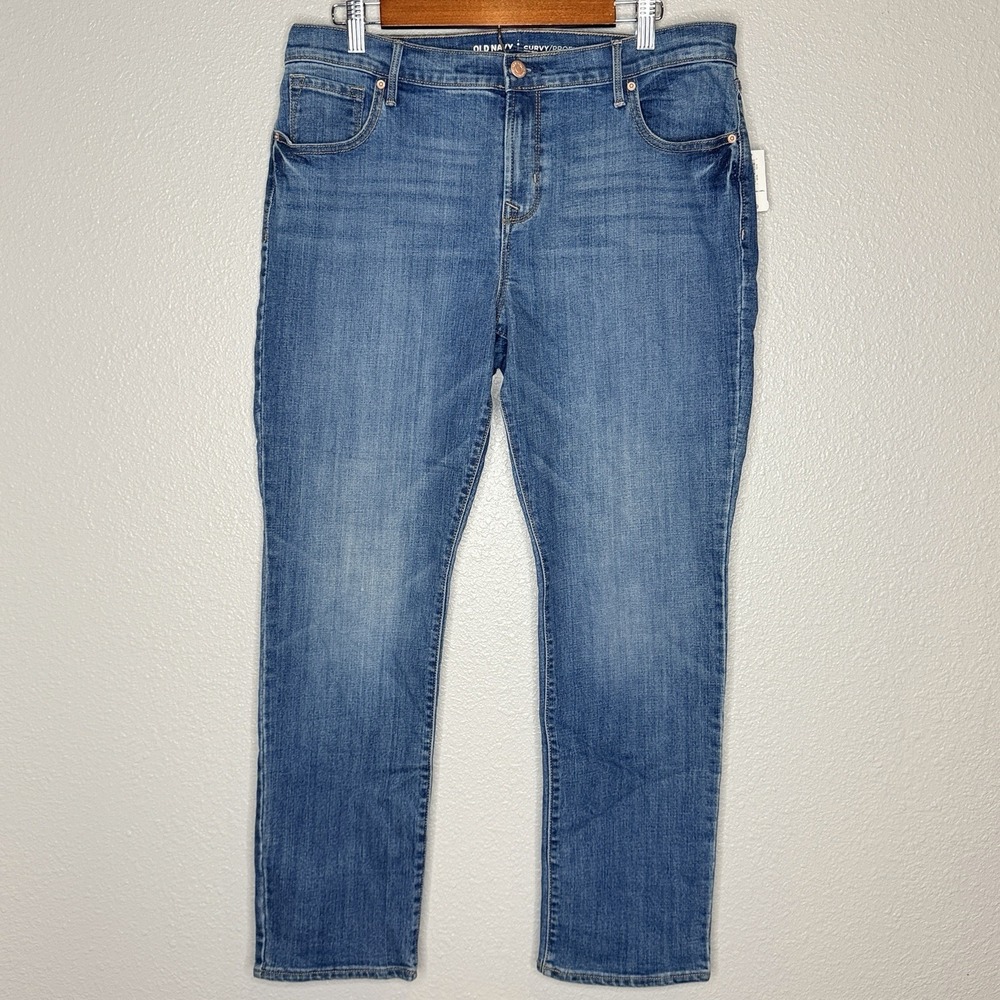 Old Navy‎ Curvy Straight Jeans Womens 12 Short Mid Rise Blue Stretch Denim NWT